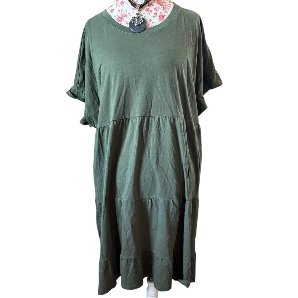 NWT Green Tiered Cotton Dress